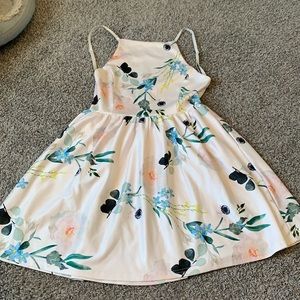 Fancyinn white fit and flare floral dress